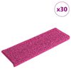 vidaXL Alfombrillas para escaleras 30 unidades 65x21x4 cm Rosa Borde Rectangular