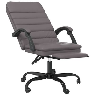 vidaXL Silla de oficina reclinable masaje cuero sintético gris