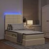 vidaXL Cama con almacenamiento y LED Crema 90 x 190 cm Poli&eacute;ster