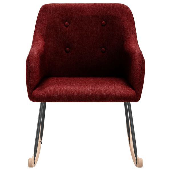 vidaXL Silla mecedora de tela rojo vino tinto