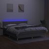 vidaXL Cama box spring con colch&oacute;n tela y LED gris claro 180x200 cm