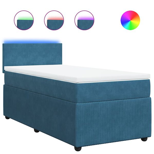 vidaXL Cama box spring con colch&oacute;n terciopelo azul 100x200 cm