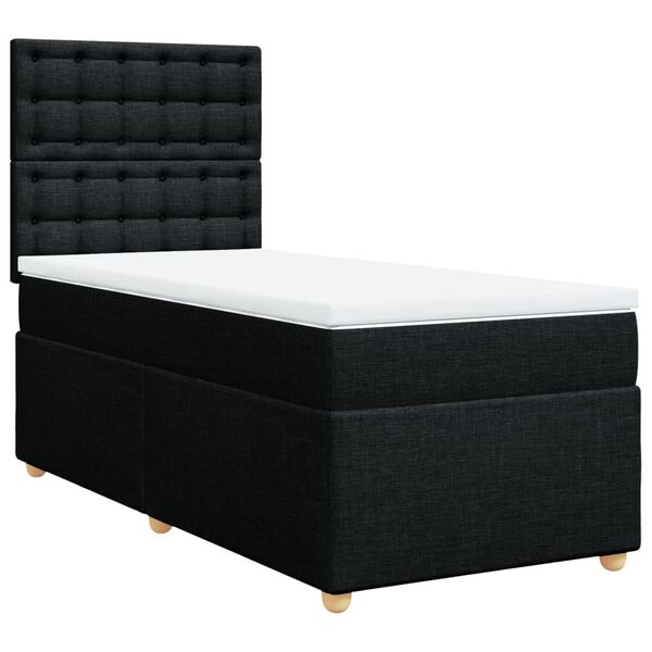 vidaXL Cama box spring con colch&oacute;n tela negro 90x200 cm