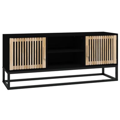 vidaXL Mueble de TV hierro y madera contrachapada negro 105x30x45 cm