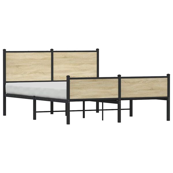 vidaXL Estructura de cama sin colch&oacute;n metal roble Sonoma 140x190 cm