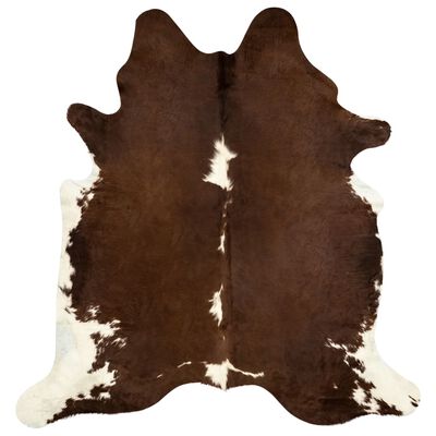 vidaXL Alfombra de piel de vaca auténtica marrón y blanco 150x170 cm