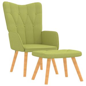 vidaXL Silla de relajaci&oacute;n con taburete de tela verde
