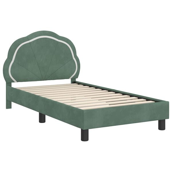 vidaXL Cama para niños con cabecero Verde Mar 80 x 160 cm Terciopelo