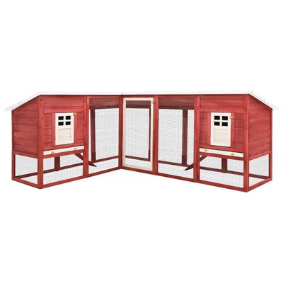 vidaXL Conejera de exterior con corredor madera de abeto rojo y blanco