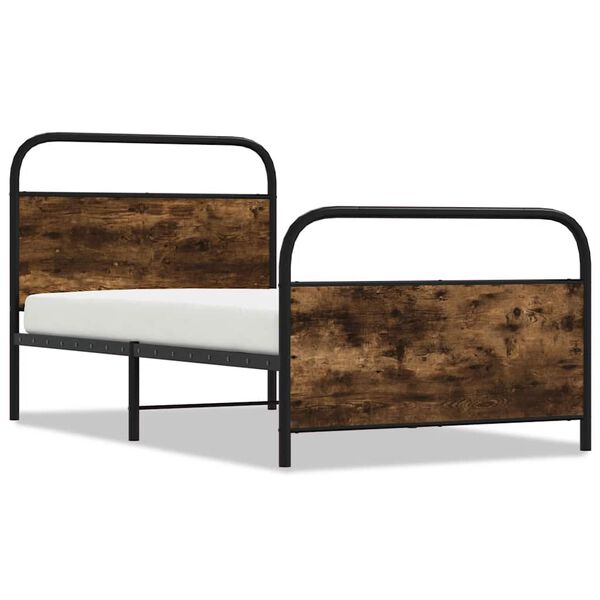 vidaXL Estructura de cama sin colch&oacute;n 90x200 cm madera roble ahumado