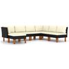 vidaXL Set de muebles de jard&iacute;n 7 pzas y cojines rat&aacute;n sint&eacute;tico negro