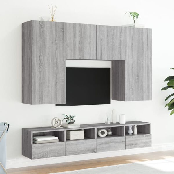vidaXL Mueble de pared TV madera de ingenier&iacute;a Sonoma gris 80x30x30 cm
