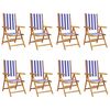 vidaXL Sillas reclinables plegables 8 uds tela azul blanco