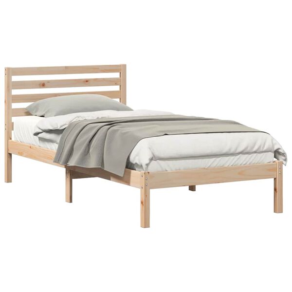 vidaXL Estructura de cama Marrón 75 x 190 cm Madera de pino macizo