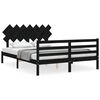 vidaXL Estructura de cama con cabecero madera maciza negro 140x190 cm
