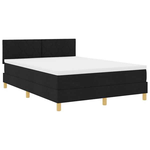 vidaXL Cama Box Spring LED con colch&oacute;n con LED Negro 160 x 200 cm tela