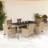 vidaXL Set comedor jard&iacute;n 7 pzas cojines rat&aacute;n sint&eacute;tico vidrio beige