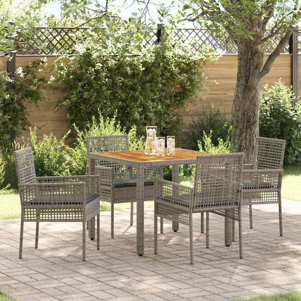 vidaXL Conjunto de Comedor de Jard&iacute;n 5 pcs Gris rat&aacute;n sint&eacute;tico