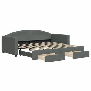 vidaXL Sof&aacute; cama nido con cajones tela gris oscuro 90x190 cm