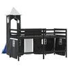 vidaXL Cama alta niños con torre madera pino blanco negro 80x200 cm