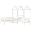 vidaXL Set cama y banco con techo madera maciza pino blanco 75x190 cm