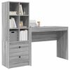 vidaXL Escritorio con caj&oacute;n 2 pcs Gris Sonoma