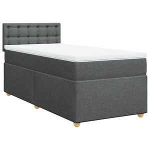 vidaXL Cama box spring individual con colch&oacute;n tela gris oscuro