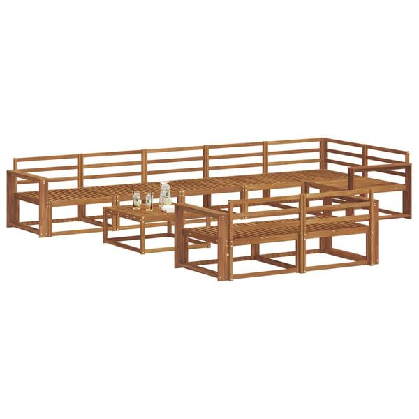 vidaXL Conjunto de sof&aacute;s de exterior 9 pcs Natural