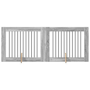vidaXL Puerta de perro con soportes 2 pcs Gris Sonoma 100 x 80 cm