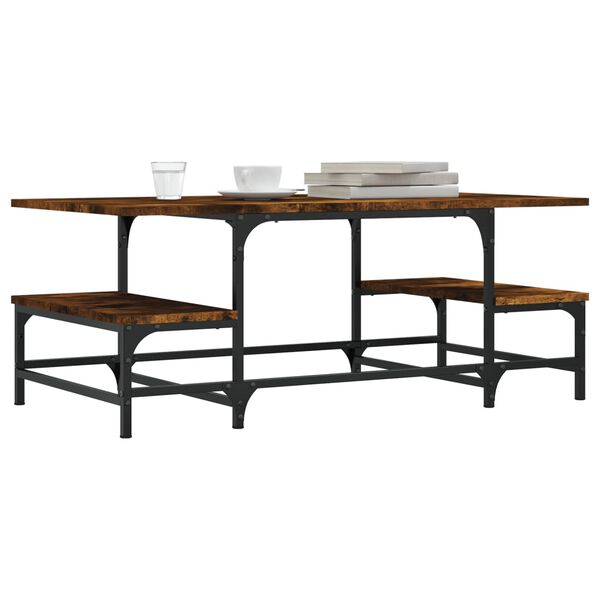 vidaXL Mesa de centro madera contrachapada roble ahumado 100x50,5x40cm