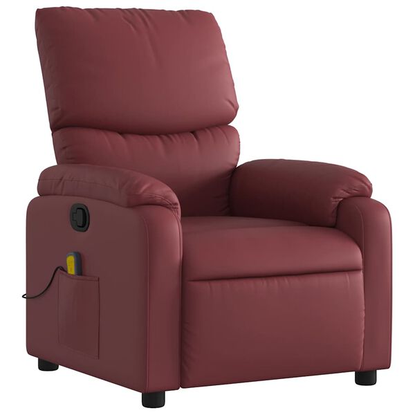 vidaXL Sill&oacute;n de masaje reclinable cuero sint&eacute;tico rojo tinto