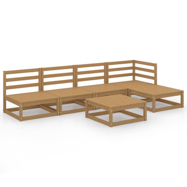 vidaXL Muebles de jard&iacute;n 6 piezas marr&oacute;n miel madera maciza de pino
