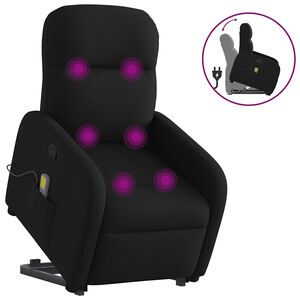 vidaXL Sill&oacute;n reclinable de masaje elevable tela negro