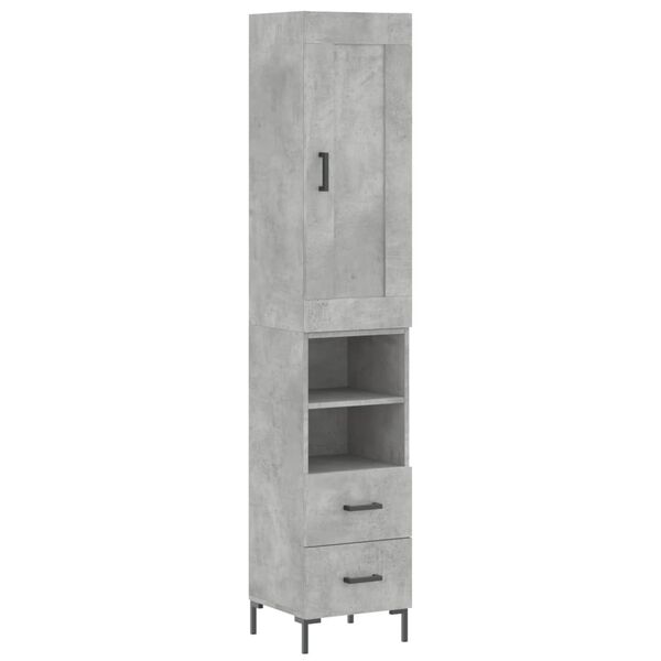 vidaXL Aparador de madera contrachapada gris hormig&oacute;n 34,5x34x180 cm