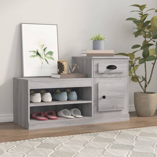 vidaXL Mueble zapatero madera contrachapada gris Sonoma 100x42x60 cm