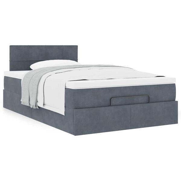 vidaXL Cama otomana con colch&oacute;n 120x190 cm terciopelo gris oscuro
