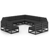 vidaXL Set de muebles de jard&iacute;n 11 pzas con cojines madera pino negro
