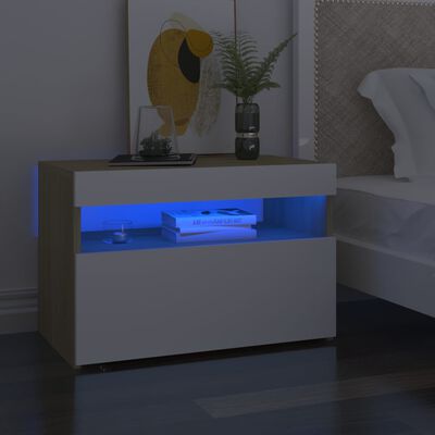 vidaXL Muebles para TV luces LED 2 uds blanco roble Sonoma 60x35x40 cm