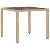 vidaXL Set comedor jard&iacute;n 5 pzas cojines rat&aacute;n sint&eacute;tico vidrio beige