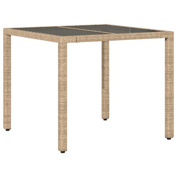vidaXL Set comedor jard&iacute;n 5 pzas cojines rat&aacute;n sint&eacute;tico vidrio beige