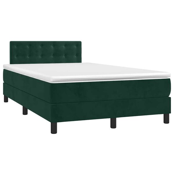 vidaXL Cama box spring con colch&oacute;n terciopelo verde oscuro 120x190 cm