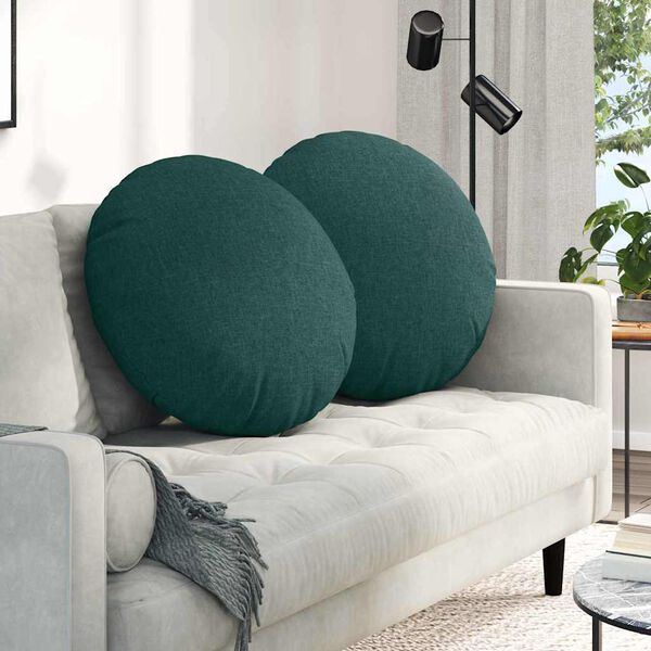 vidaXL Cojines para asiento 2 pcs Verde oscuro &Oslash;60 x 21 cm tela