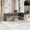 vidaXL Set muebles jard&iacute;n 9 pzas y cojines rat&aacute;n sint&eacute;tico gris claro