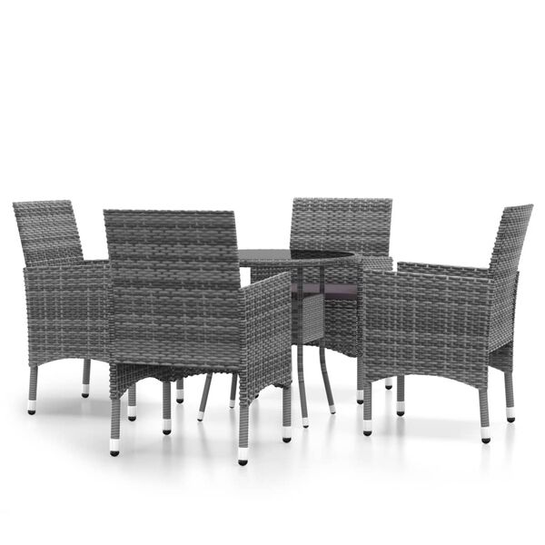 vidaXL Juego de comedor de jardín 5 piezas ratán sintético gris