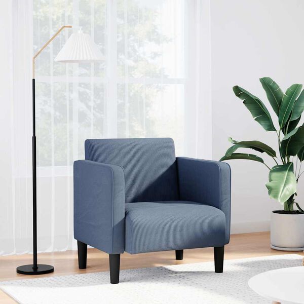 vidaXL Sill&oacute;n con reposabrazos azul 54 cm tejido de pana