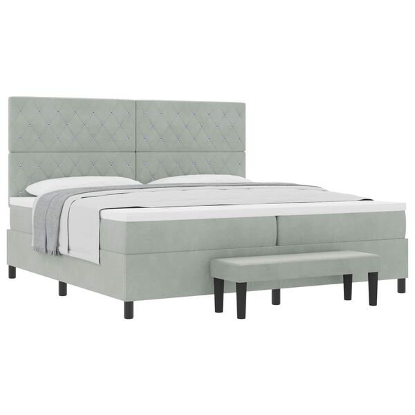vidaXL Cama tipo Box Spring Gris claro 200 x 200 cm Terciopelo