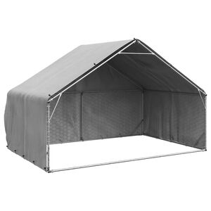 vidaXL Caseta para perros de exterior con cubierta 3x2x1,9 m de acero galvanizado