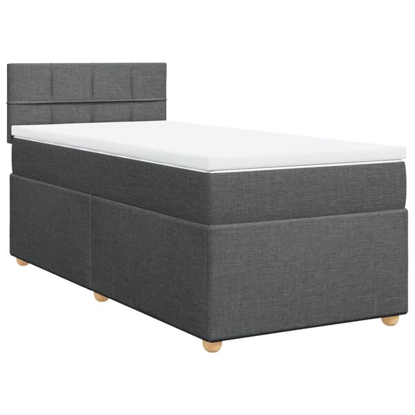 vidaXL Cama box spring con colch&oacute;n tela gris oscuro 90x200 cm