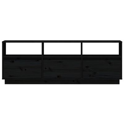 vidaXL Mueble de TV de madera maciza de pino negro 140x37x50 cm