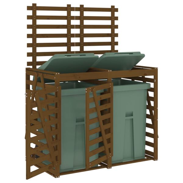 vidaXL Cobertizo doble para cubos de basura madera de pino marr&oacute;n miel